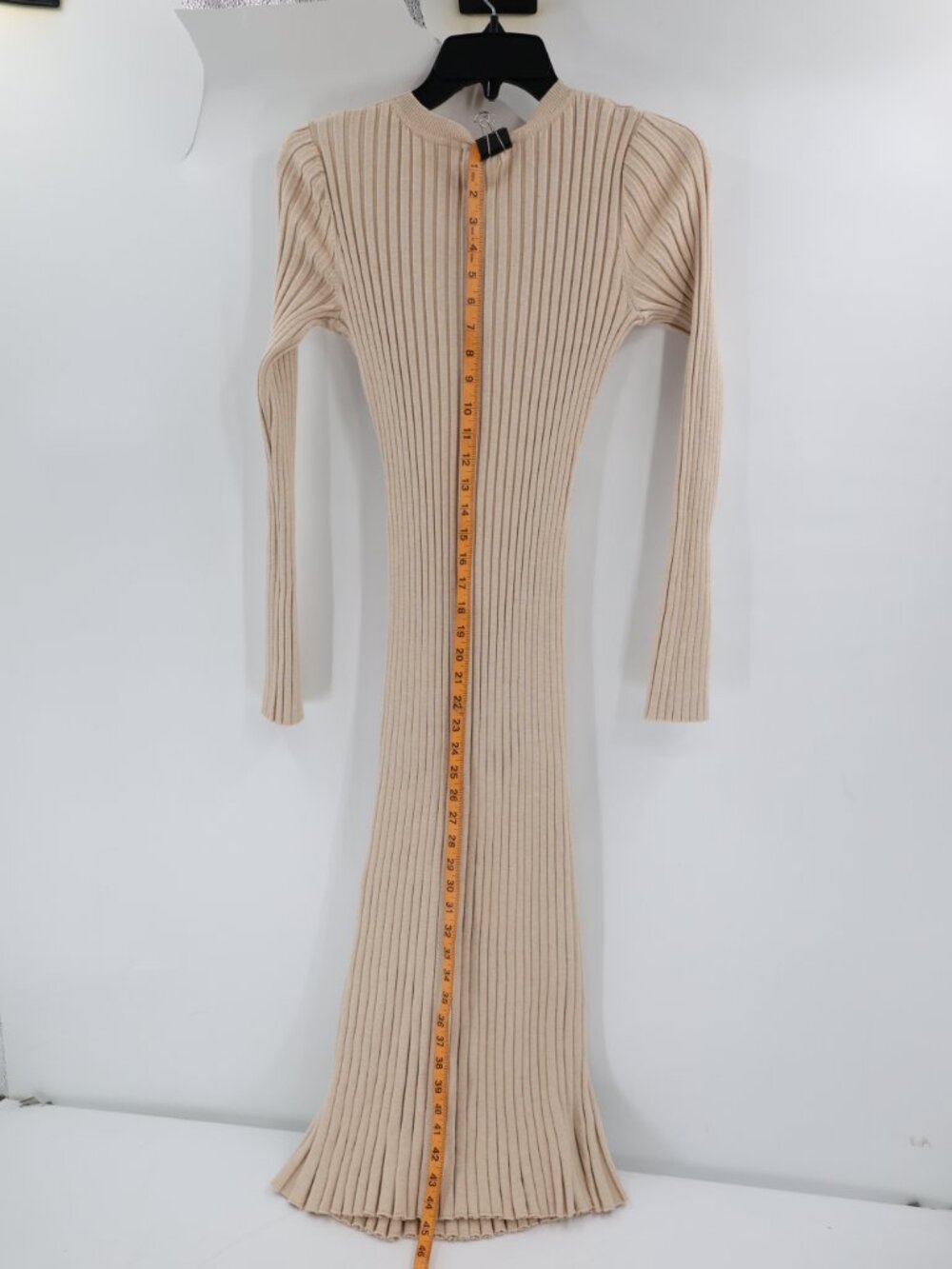 NWT Quince Midi Dress Women medium Cotton Cashmere Ribbed long sleeve Oatmeal - Picture 9 of 12